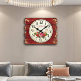 Garvee Orologio da Parete Rettangolare in Legno Silenzioso Vintage con Movimento al Quarzo per Soggiorno e Ufficio Naturale