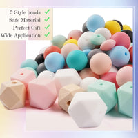 Garvee - Set fai da te di perline in silicone da 100 pezzi, forme rotonde e sfaccettate colorate per la creazione di gioielli, versatili, robuste, fatte a mano