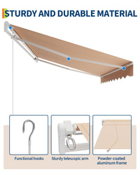 Garvee Gelenkarmmarkise 400x250 cm UV50+ Protezione Wasserabweisend Aluminiumgestell Manuelle Kurbel Terrasse Balkon
