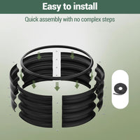 Aiuola rialzata in metallo zincato Garvee, rotonda, senza fondo, 107x28 cm, con bordo di sicurezza, per orto, erbe aromatiche, fiori