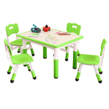 Garvee Set Tavolo e Sedie Bambini Regolabile in Altezza Supporto Ergonomico Gambe Antiscivolo Per Casa e Scuola Età 2-10 Anni - Green