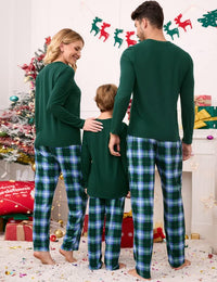 Garvee Pigiama natalizio per la famiglia, pigiama a due pezzi a maniche lunghe per uomo, verde, taglia 1 XL