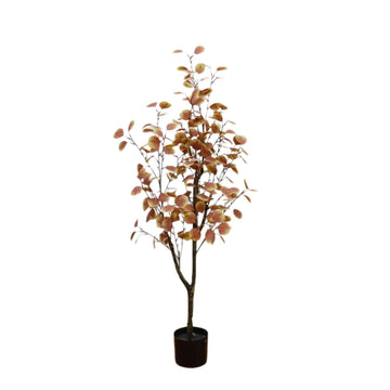 Albero di eucalipto artificiale Garvee da 4 piedi con vaso di plastica per decorazioni interne ed esterne, facile da pulire, foglie di seta, foglie autunnali realistiche