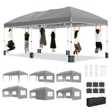Garvee Tenda Da Festa 3x6m Canopy Commerciale Heavy Duty Con 6 Pareti Rimovibili Per Matrimoni Ed Eventi Esterni, Tessuto Oxford 420D Impermeabile, Telaio Robusto Nero - Grigio