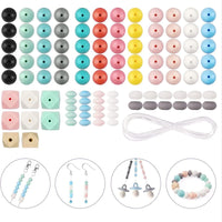 Garvee - Set fai da te di perline in silicone da 100 pezzi, forme rotonde e sfaccettate colorate per la creazione di gioielli, versatili, robuste, fatte a mano