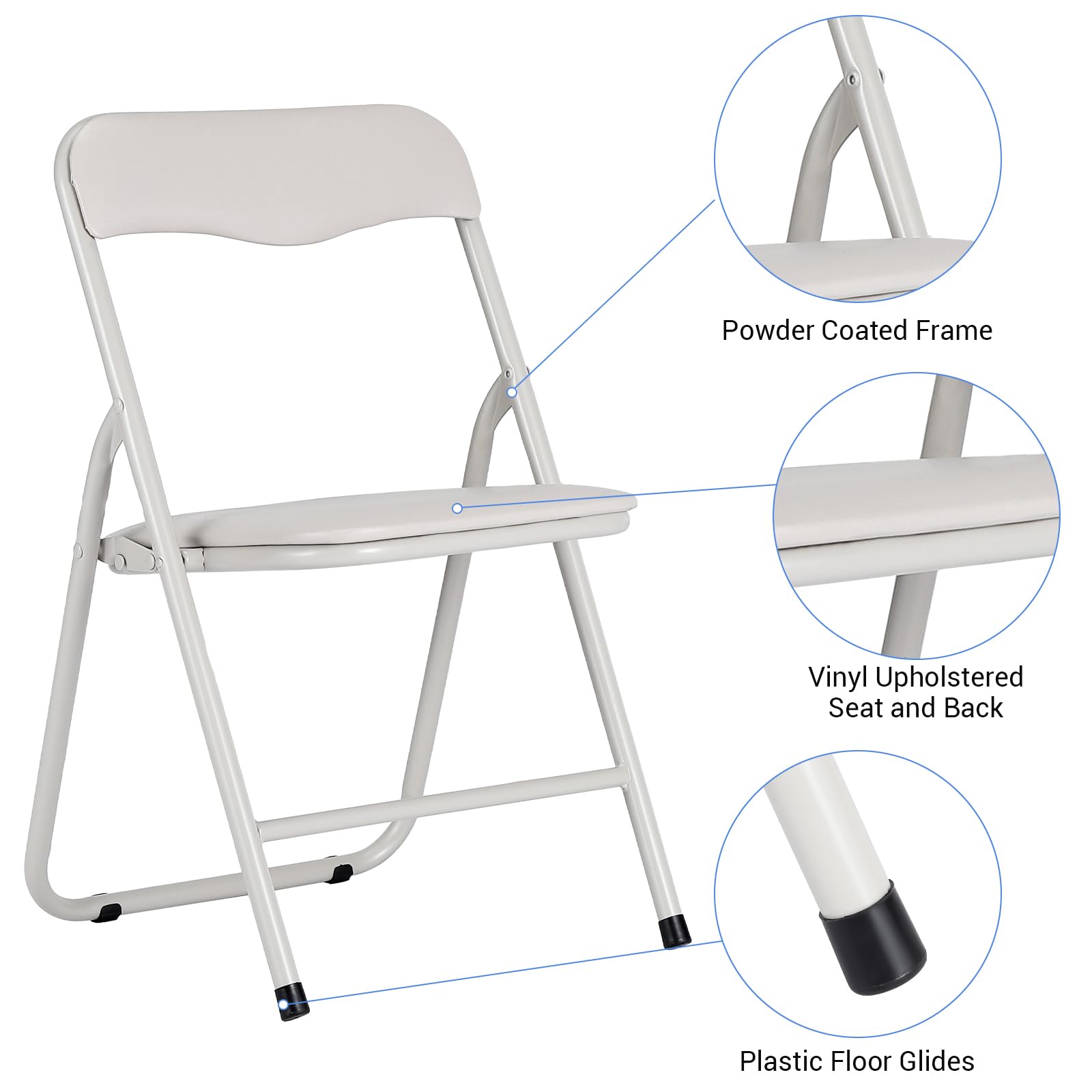 Set tavolo e sedia pieghevoli per bambini Garvee, struttura in metallo, rivestimento in PU, beige, con mangiare e giocare