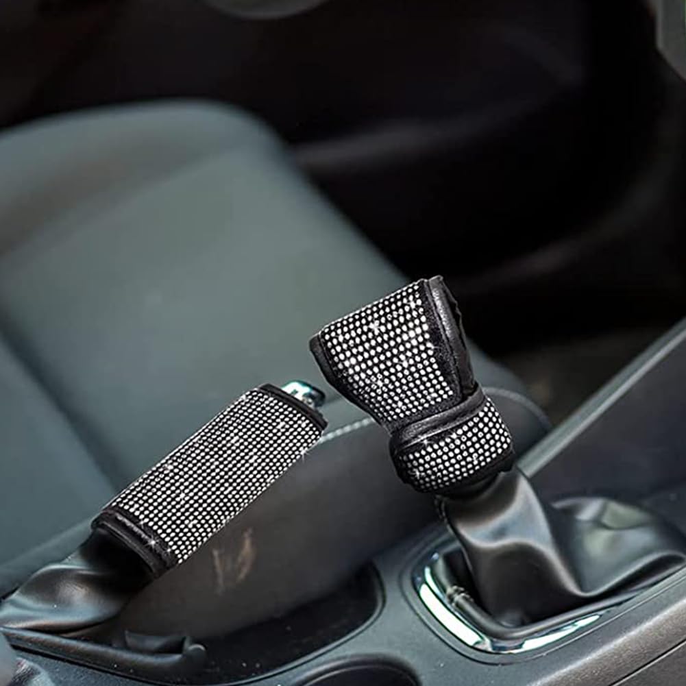 Garvee - Set di 15 coprisedili auto scintillanti per donna con coprivolante in cristallo, vellutati e traspiranti, universali, con console centrale, per uso quotidiano ed eventi