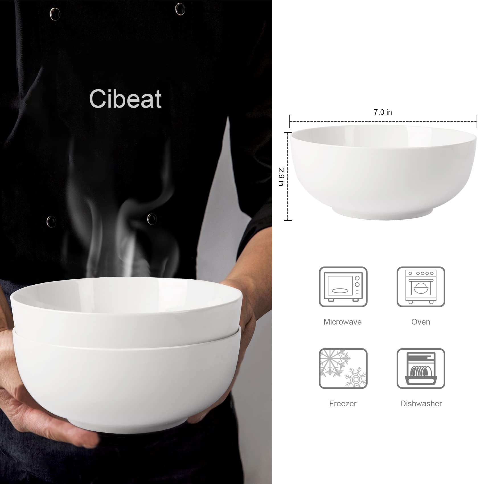 Set di 3 tazze in porcellana Garvee, 64 once in ceramica, adatte al microonde e alla lavastoviglie, con zuppe e insalate, leggere e resistenti