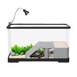 Kit acquario per tartarughe Garvee con piattaforma per il bagno, luce, rampa, acrilico, 15,7×8,7×9 pollici, trasparente, vista a 360° per tartarughe acquatiche