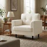 Garvee Poltrona Accent 38" In Lino Beige - Comfort Elevato, Schienale Ergonomico, Struttura Robusta, Design Moderno, Ideale Per Soggiorno E Ufficio