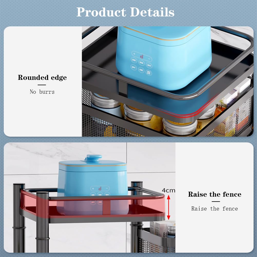 Carrello in metallo nero a 5 ripiani Garvee, 94x28x28 cm, carrello da cucina per carichi pesanti in magazzini, garage e negozi al dettaglio con struttura durevole