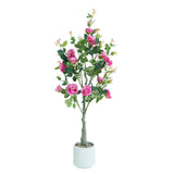 Garvee Albero di Rose Artificiali 1,20m Realistico e Duraturo in Plastica e Seta per Casa e Ufficio