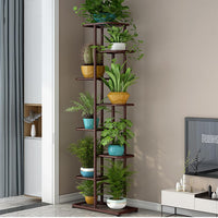 Supporto per piante in metallo Garvee a 8 ripiani, antiscivolo, impermeabile, per soggiorno, balcone, giardino, nero