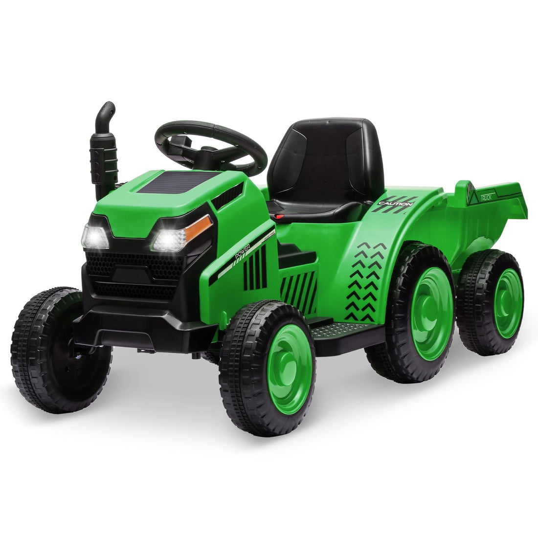 Trattore elettrico Garvee 6V, trattore per bambini, verde, con clacson e design robusto per piccoli agricoltori dai 3 anni in su in giardino e cortile