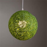 Lampada a sospensione Garvee rotonda, semplice, in rattan intrecciato a mano, accessorio paralume, diametro 15 cm, multicolore - Verde