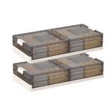 Garvee Set 2 contenitori sottoletto con coperchio, pieghevoli, impilabili, con ruote, trasparenti, per camere da letto e dormitori per studenti, 81x40.5x17.5 cm
