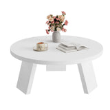 Garvee Tavolino da Caffè Rotondo in Legno, 3 Gambe Resistenti, 85x40 cm, Bianco, Stile Rustico, Perfetto per Soggiorno - Bianco