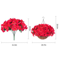 Garvee Set di fiori di bouganville artificiali con cesto per giardino e terrazza, resistenti alle intemperie e ai raggi UV, rosso e verde