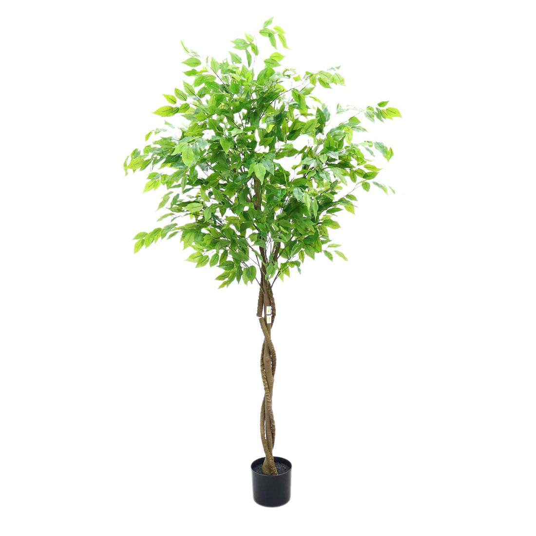 Albero di ficus artificiale Garvee da 5 piedi con foglie di seta e robusto vaso di cemento per casa e ufficio, verde