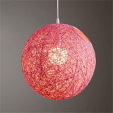 Lampada a sospensione Garvee rotonda, concisa, con paralume in rattan intrecciato a mano per bar, camera da letto, hotel, chiesa, diametro 15 cm, multicolore - Rosa
