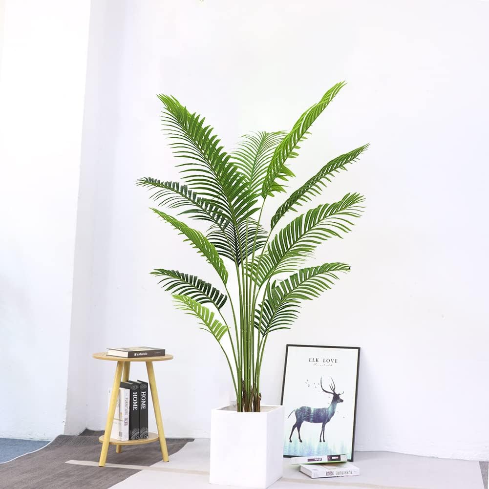 Palma artificiale Garvee da 6 piedi con foglie realistiche, flessibile e facile da curare per casa e ufficio, set e PE, base stabile, verde