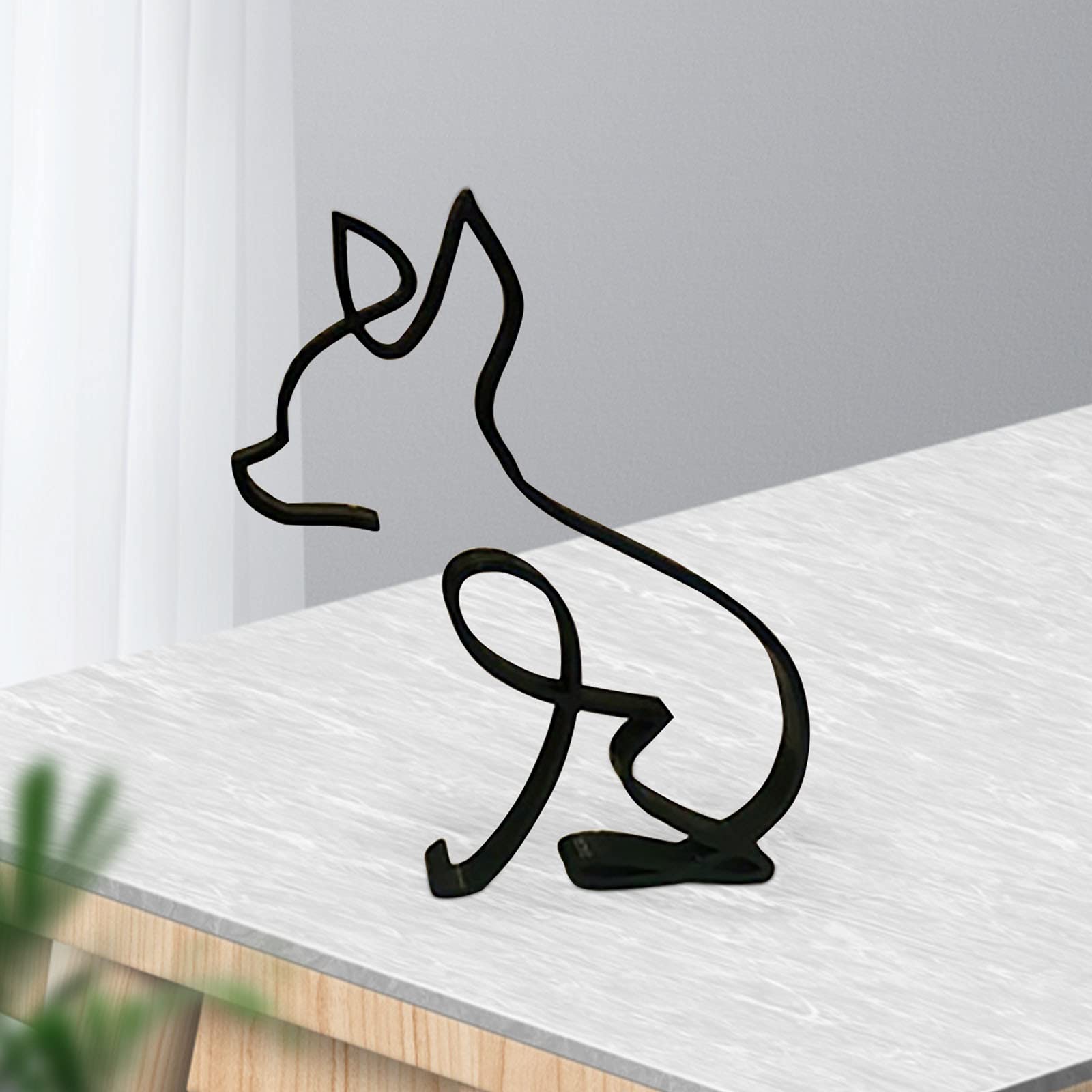 Garvee Scultura Cane in Metallo Minimalista Moderna - Design Geometrico Astratto - Resistente e Antiruggine - Decorazione da Parete o Scrivania - Ideale per Casa e Ufficio