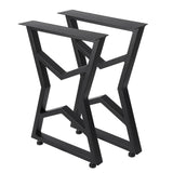 Gambe Tavolo in Metallo 71x51 cm, Ferro Battuto Nero, Design Industriale Rustico, Piedini Regolabili, Per Tavoli da Pranzo e Giardino