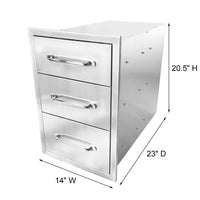 Cassetti per cucina da esterno in acciaio inossidabile Garvee – 14" L x 20,5" A x 23" P, perfetti per postazioni barbecue e cucine da esterno