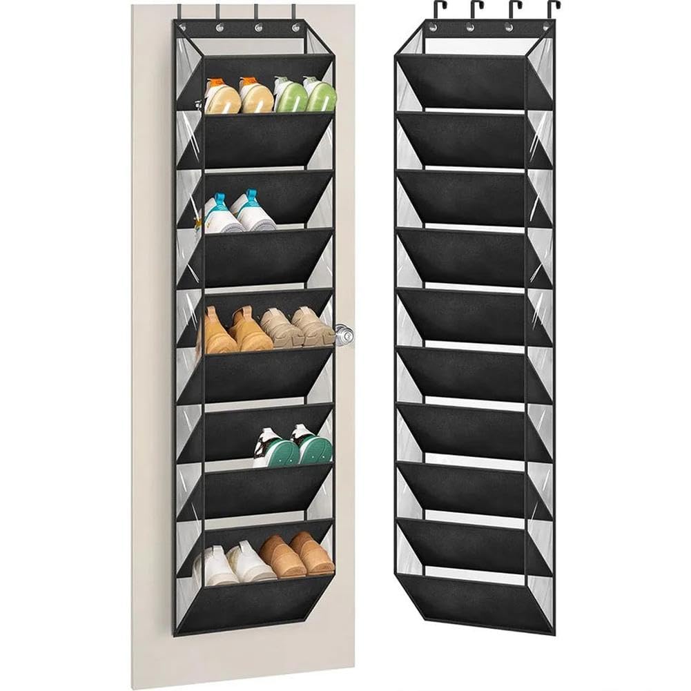 Garvee Organizer Scarpe 10 Livelli con 4 Ganci in Metallo per Porte Standard, 20 Paia, PVC Trasparente, Armadi e Garage, 16,5"x9,8"x71"