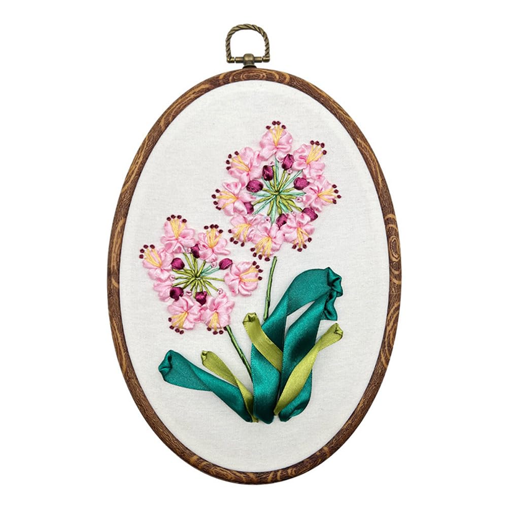 Kit per ricamo per principianti Garvee con telaio, ago, istruzioni - Set completo per ricamo con nastro 3D per persone creative, cotone, regalo per hobby