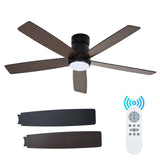 Garvee Ventilatore da Soffitto 132 cm con Luce LED 3 Colori, Motore DC Silenzioso, Pale Doppia Faccia Legno Nero Opaco, Telecomando, per Camera e Soggiorno - Nero