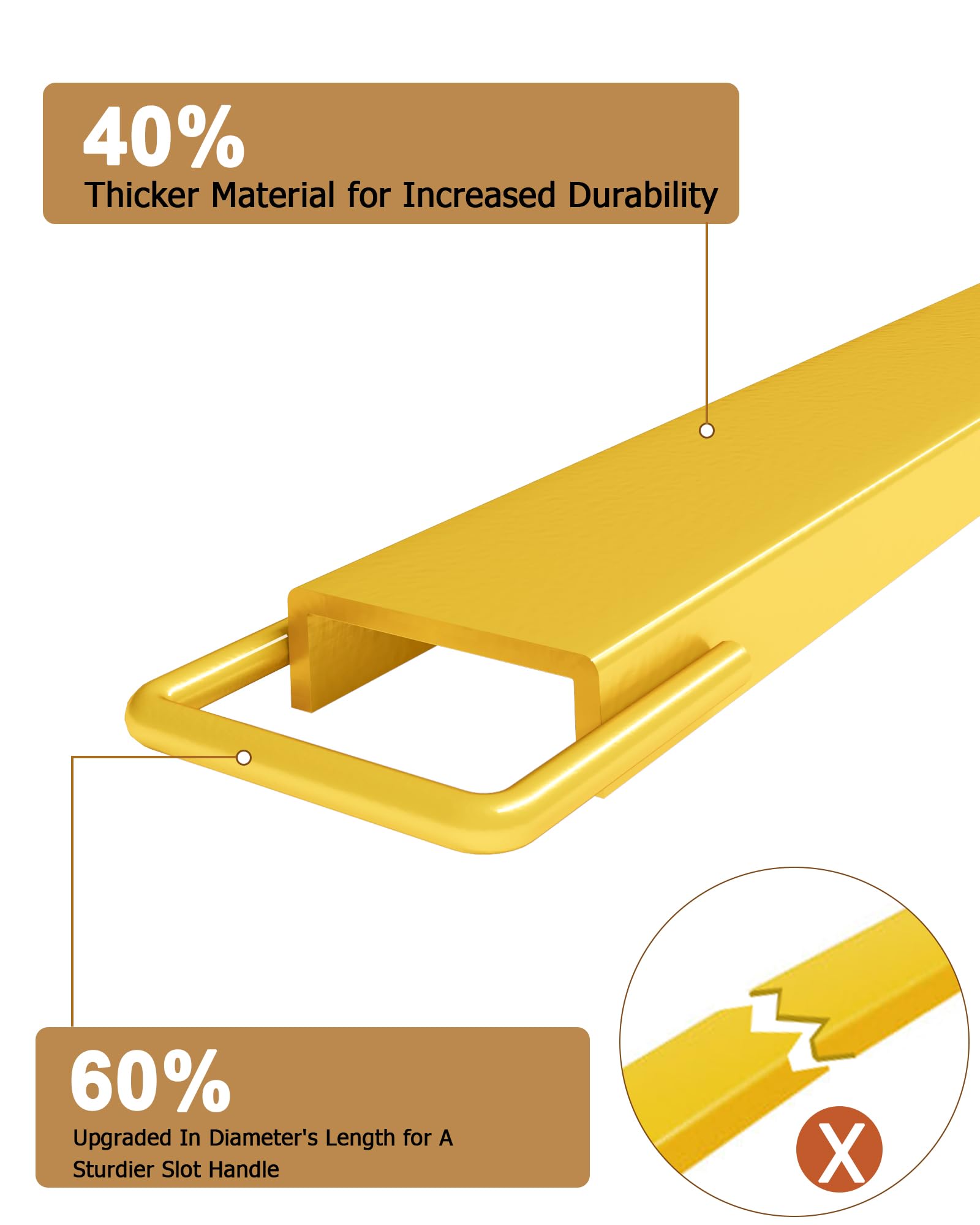 Estensione per forca per pallet Garvee, larghezza 4,5", lunghezza 72", capacità di carico 4600 libbre, acciaio giallo, per carrelli elevatori, cantieri edili, magazzino