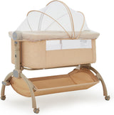 Garvee Lettino Co-Sleeping per Neonati Sicuro con Sbarre Regolabili in Altezza Telaio in Ferro 150D Tessuto Khaki per Letto dei Genitori Facile Montaggio - Beige