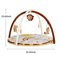 Tappetino da gioco per bambini Garvee con 9 giocattoli staccabili, sviluppo sensoriale e motorio, antiscivolo, in morbido poliestere, per uso domestico, colori neutri