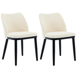 Set di 2 sedie da pranzo in velluto Garvee con schienale a forma di cuore, seduta imbottita, gambe in legno, per cucina e ristorante, comode e stabili - Beige