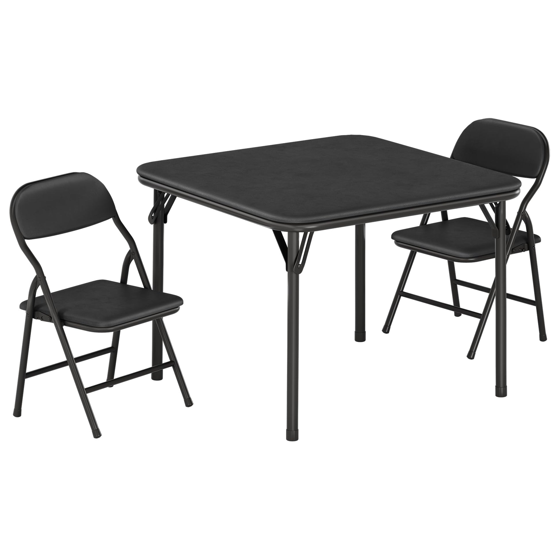 Set tavolo e sedie pieghevoli per bambini Garvee da 3 pezzi, pieghevoli con similpelle, per sala giochi e uso esterno, leggeri e sicuri