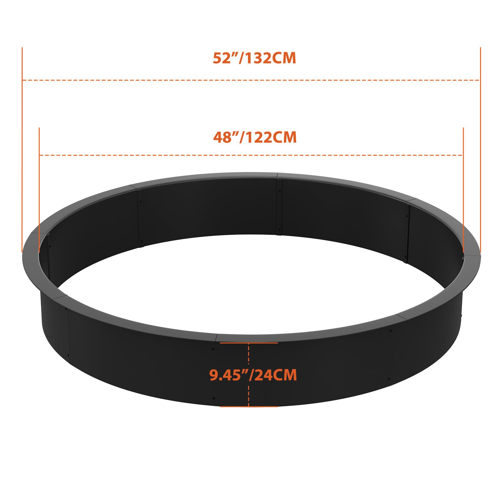 Braciere senza fumo Garvee da 48 pollici in acciaio inossidabile - Braciere da giardino e da campeggio con fori di ventilazione - Resistente a tutte le temperature e facile da montare