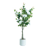 Garvee Albero di Rose Artificiali 1,20m - Realistico, Duraturo - Plastica e Seta - Per Casa, Ufficio, Esterni, Verde