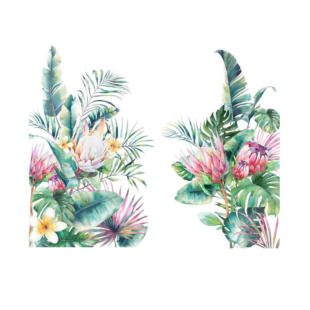 Adesivi murali autoadesivi Garvee 2 pezzi con foglie tropicali per camera da letto e soggiorno, 30 x 90 cm, carta da parati decorativa