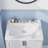 Garvee Lavabo da Incasso Rettangolare 21x43,2 cm in Ceramica Bianca con Tre Fori per Bagni Compatti, Scarico Overflow, Bordo Esteso, Facile Installazione - Bianco