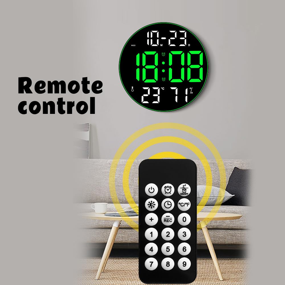 Garvee Orologio Digitale Da Parete Grande Schermo Con Telecomando Per Soggiorno Silenzioso Luminosità Regolabile