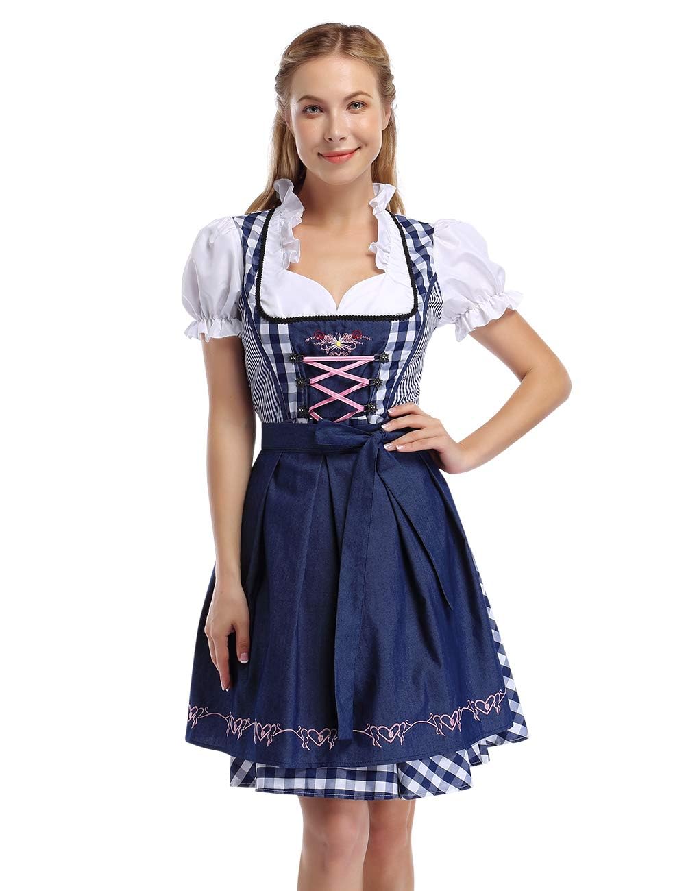 Garvee Dirndl, abito tradizionale midi da donna in 2 pezzi per l'Oktoberfest, abito di carnevale e grembiule