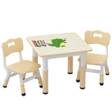 Garvee Set Tavolo e 2 Sedie per Bambini Regolabile in Altezza 4 in 1 MDF e Plastica per Studio e Gioco, 23.6"x23.6", Multicolore - Giallo