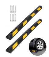 Garvee Paracarro in Gomma 183 cm 2 Pezzi, Fermaruota Resistente con Strisce Riflettenti per Garage e Parcheggi, Antiscivolo, Facile da Installare, Nero