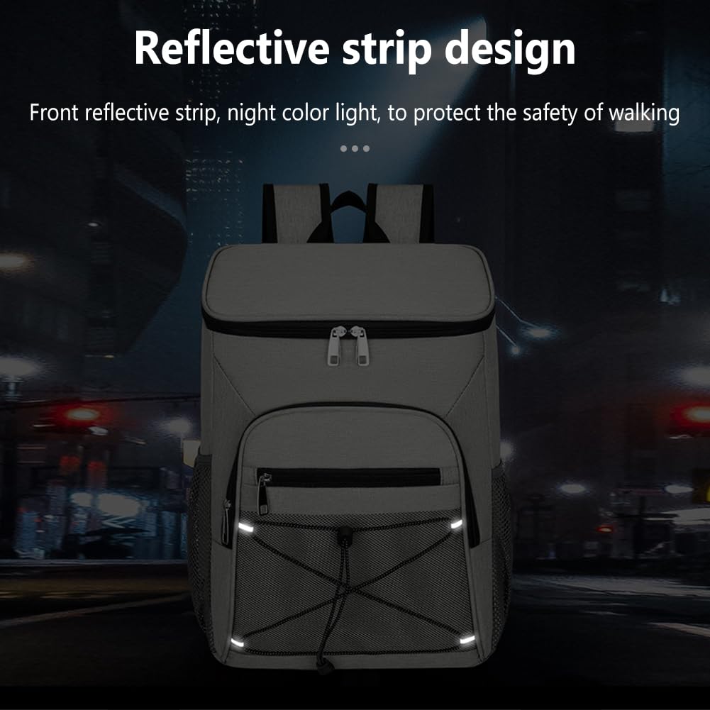 Zaino termico Garvee da 25 litri, impermeabile, leggero, in alluminio riflettente, per picnic ed escursioni, 32x15x44 cm, nero