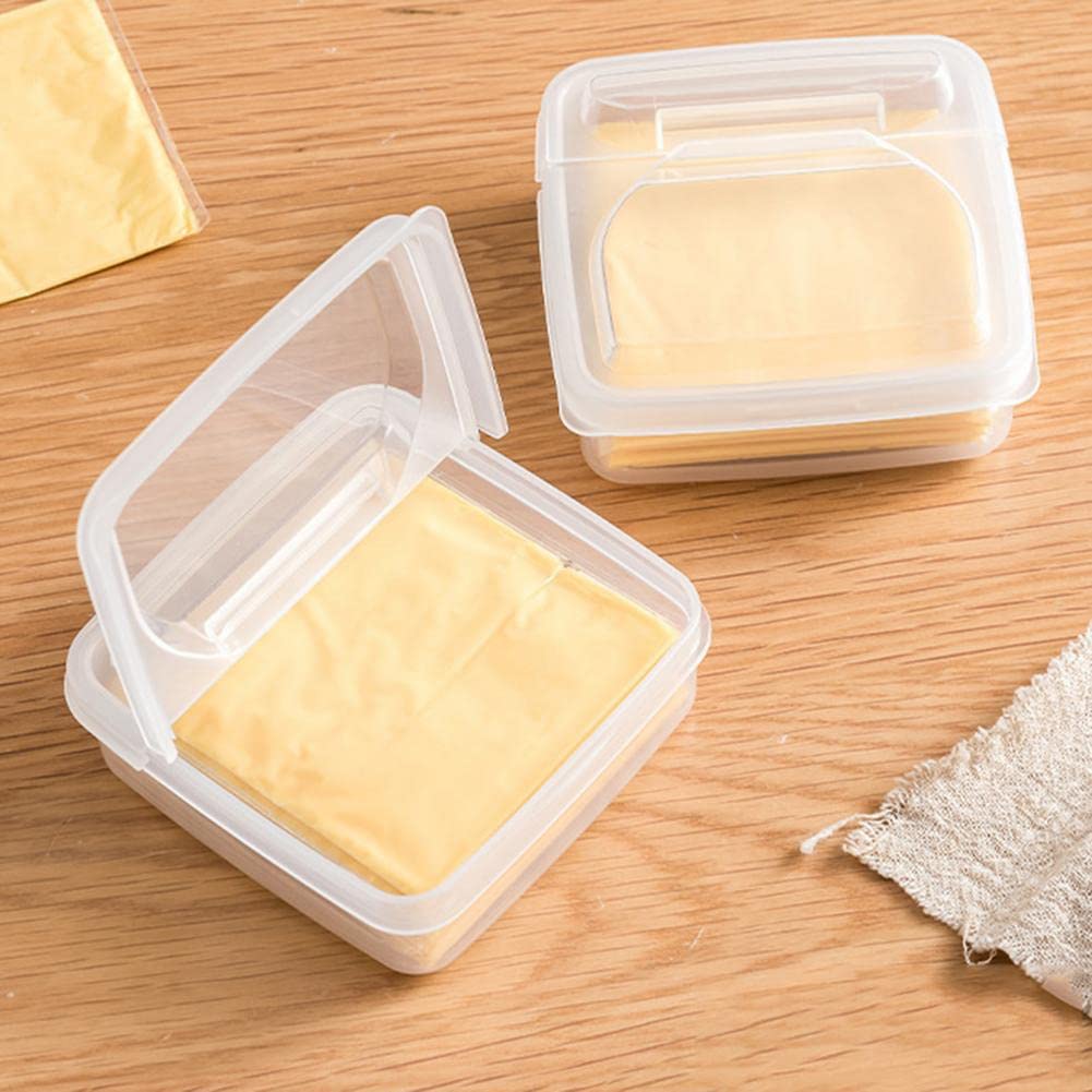 Garvee Contenitore Per Formaggio 2 Pezzi Plastica BPA Free Organizer Cucina 10.5x10.5x4.5 cm Trasparente