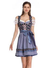 Garvee - Vestito Dirndl da donna, set Oktoberfest bavarese - camicetta e grembiule Dirndl, 3 pezzi, abbigliamento bavarese con motivo floreale, taglia M, colore 01