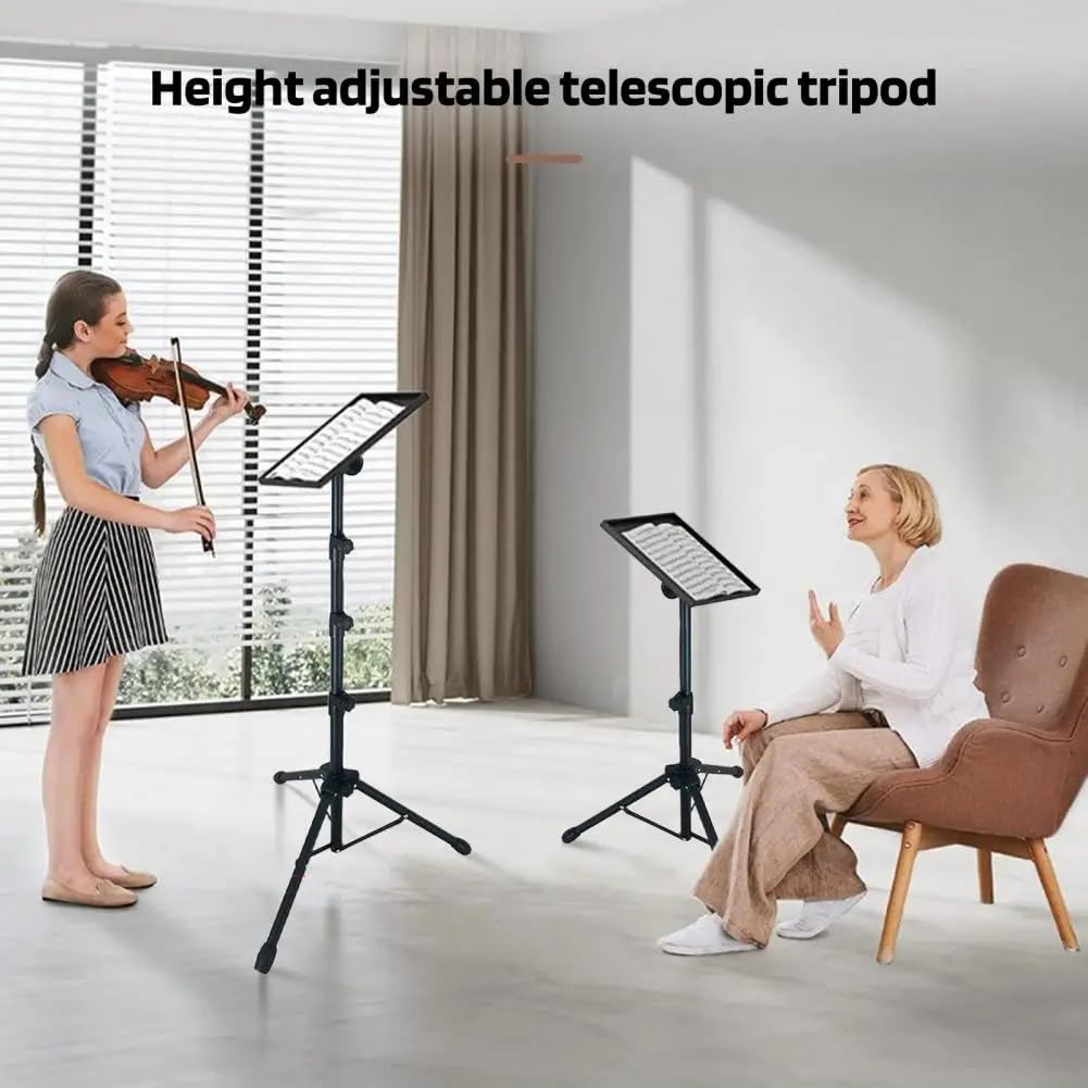 Supporto per proiettore Garvee con supporto per laptop regolabile in altezza, 26-63 pollici, robusto treppiede in metallo, antiscivolo, pieghevole per ufficio, palco e studio, nero