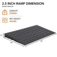 Rampa di soglia in gomma Garvee, inclinazione 2,5", capacità di carico 2500 libbre, robusta protezione per cavi antiscivolo in gomma a 3 canali per sedie a rotelle e scooter.