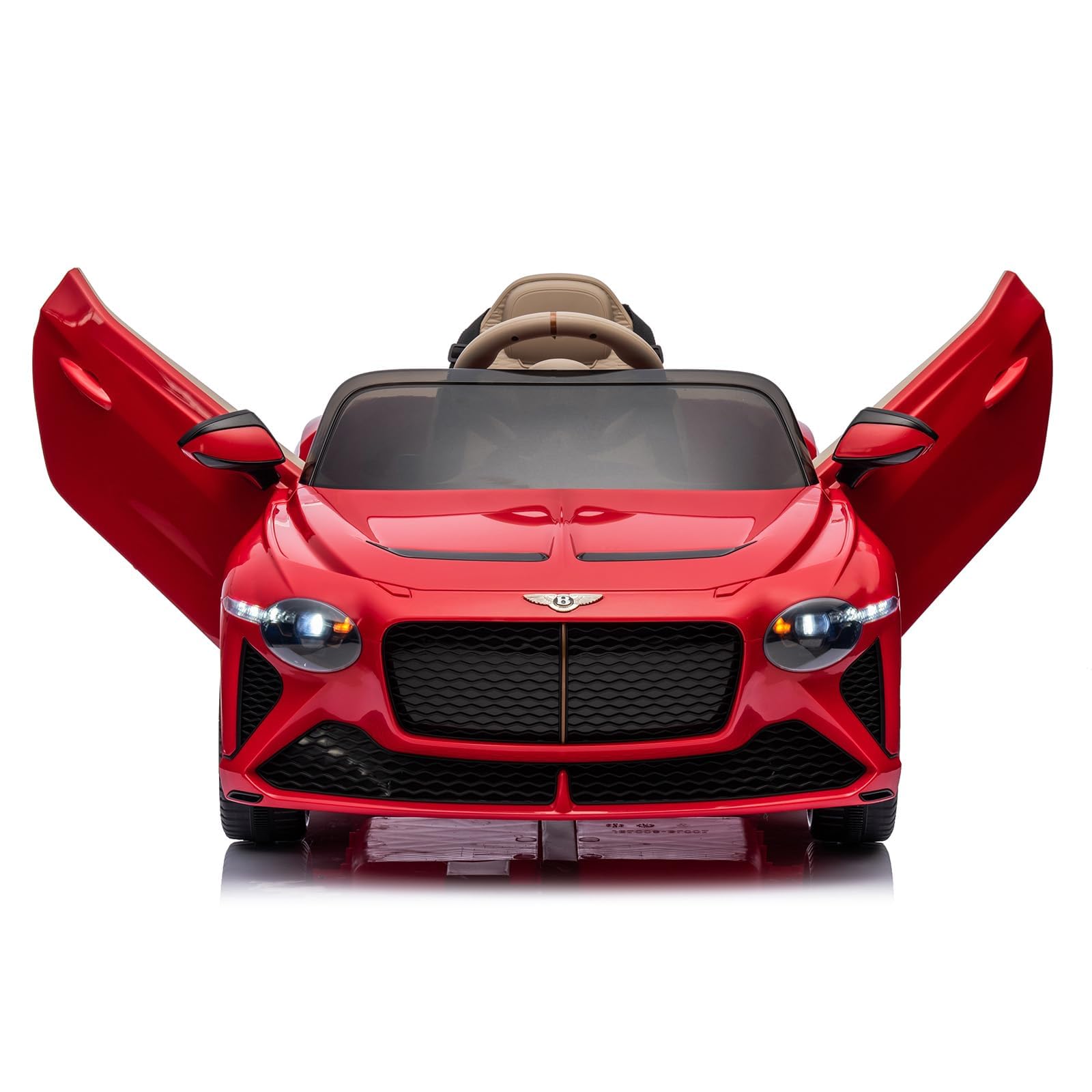 Garvee 12V Auto elettrica per bambini rosso scuro con telecomando Veicolo fuoristrada robusto per avventure all'aperto per bambini dai 3 agli 8 anni con musica e LED